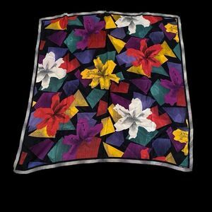 Albert Nippon Large Silk Floral Signed Vintage Scarf
